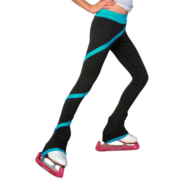 ChloeNoel Figure Skating Spiral Pants P06 Turquoise Child Large