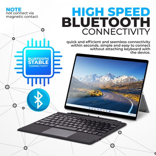 Seagtigau Keyboard Type Cover for Microsoft Surface Pro 7+ Pro 7 Pro 6 Pro 5 Pro4 Pro3, 12.3 inch, Ultra-Slim Bluetooth Multi-Touchpad Mouse Rechargeable, 7-Color LED Backlit (Black with Backlit)