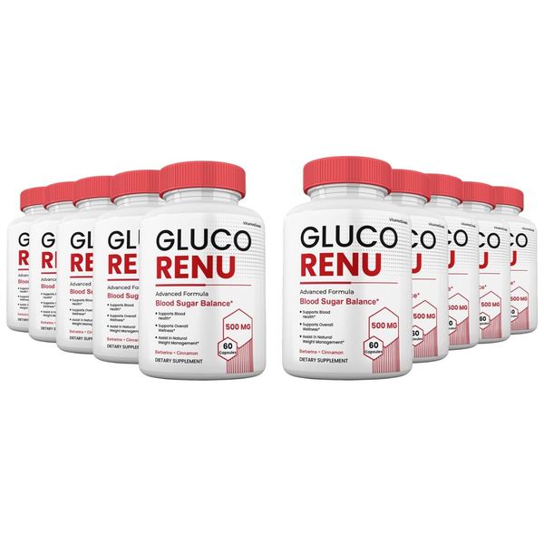 Gluco Renu Capsules, Max Strength Formula, GlucoRenu Blood Supplement (10 Pack)