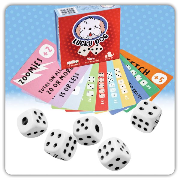 Lucky Dog Dice Game - Pawfect Game for Kids Ages 8-12, Adults, or Dog Lovers. The Dog's Best Friend Game with Cards and Dice. Roll for It and Press Your Luck. Diggity Dog Park Board Game for Learning