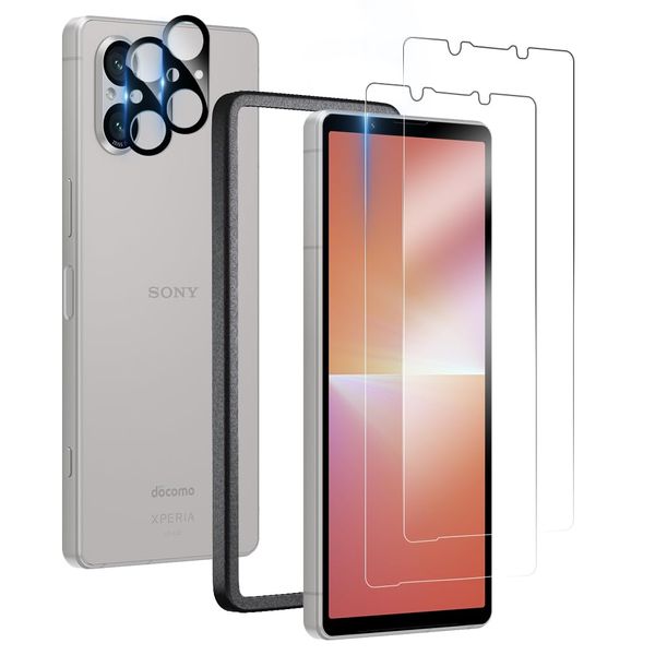 2 x Xperia 5 V Film + Camera Film [Made of Asahi Glass Material] 2 x Xperia 5 V Glass Film, Tempered Glass, Bubble Resistant, Xperia 5 V Protective Film, Compatible with Xperia 5 V SOG12 SO-53D