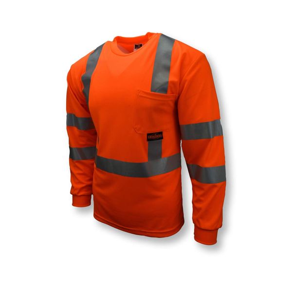 Radians ST21-3POS-M Class 3 Max-Dri Moisture Wicking Mesh Long Sleeve Safety T-Shirt, Medium, Orange