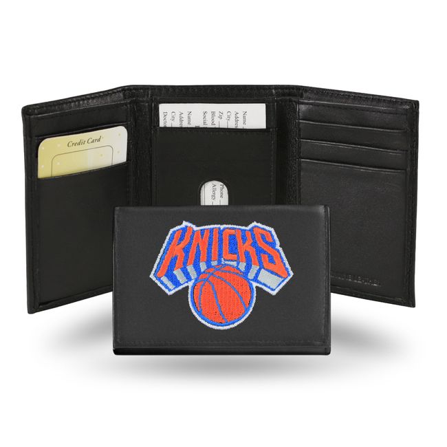 NBA Rico Industries Embroidered Leather Trifold Wallet, New York Knicks