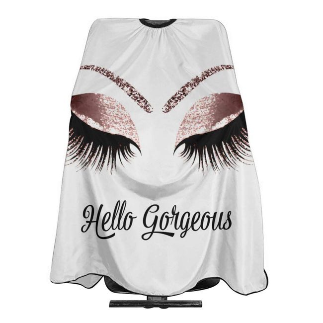 Carwayii Barber Cape Hello Girl Gorgeous Glitters Eyelash Professional Salon Apron Water Resistant Hair Cutting Cape Anti-Static Cosmetology Supplies Easy Clean Barbershop Kits For Women -55''X66''