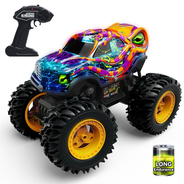 Opmind Octopus Monster Truck RC Car for Boys Age 4-8, 1:16 Scale Rechargeable Remote Control Car with LED Lights, Off-Road Vehicle Toy Birthday for 5 6 7 Year Old boy