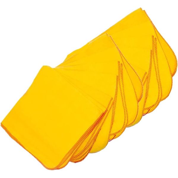 Yellow Dusters (10 Pcs) Feather Duster Cotton Dusting Cloths 30 x 28 CM Lint Free Thick & Soft Washable Reusable Multi Surface Cleaner Ideal for Wood Cleaning Window Kitchen Duster Towel & Car Duster