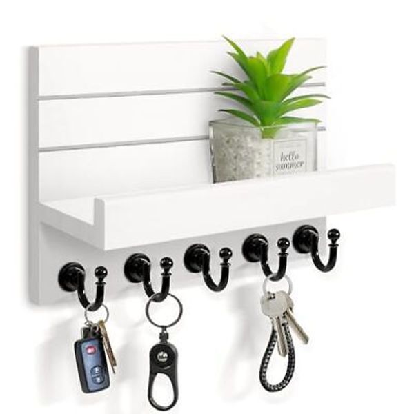 Key Holder for Wall: Easy Installation Mail Organizer Wall Mount Hanging White