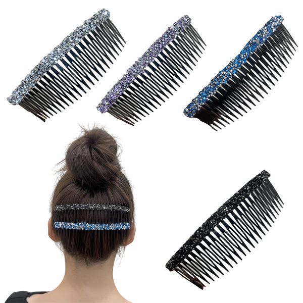 Traziewell Black Crystal Headband 4 Pcs Hair Combs Slides French Side Combs Hair Accessories For Women Hair Slides for Women with Fine Hair Decorative Hair Accessories for Girls Bridal Wedding 3808