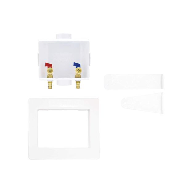 Eastman 60260 Center Drain Washing Machine Outlet Box, 1/2 inch, White, 1/2 in. Expansion PEX Connection