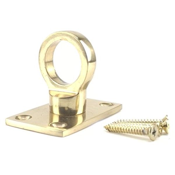 24mm Polished Brass Decking Rope Eye Plate. Rope Post Fitting Rope End Fixing