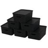 Jekiyo Black Plastic Organiser Baskets with Lids, Kitchen Cupboards Storage Baskets, 6 Pack