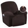 H.VERSAILTEX Velvet Plush Slip Covers for Recliners with Arms 1-Piece Stretch Recliner Chair Covers Furniture Protector Couch Soft with Elastic Bottom Anti-Slip(Recliner, Brown)