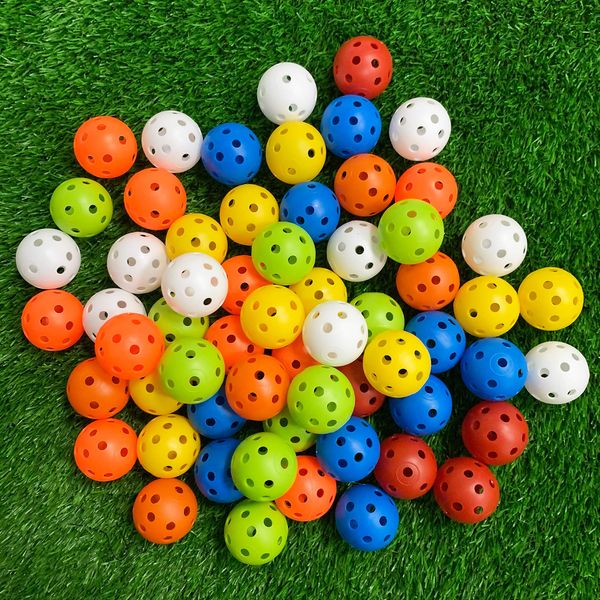 Crestgolf Plastic 50pcs Colored Golf Training Balls – Airflow Hollow 40mm Golf Balls for Driving Range, Swing Practice, Home Use,Pet Play.