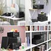 SEEKIND Decorative Storage Bins with Lid 3-Pack Foldable Space Saver Black