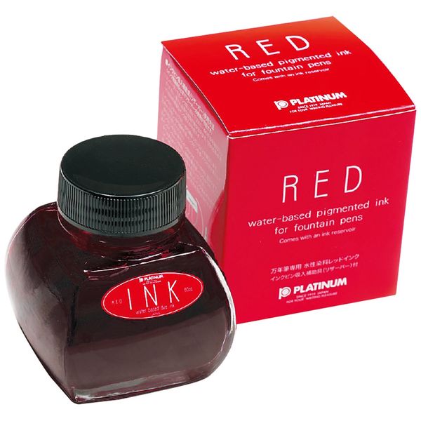 PLATINUM 60ml Red Fountain Pen Ink Bottle