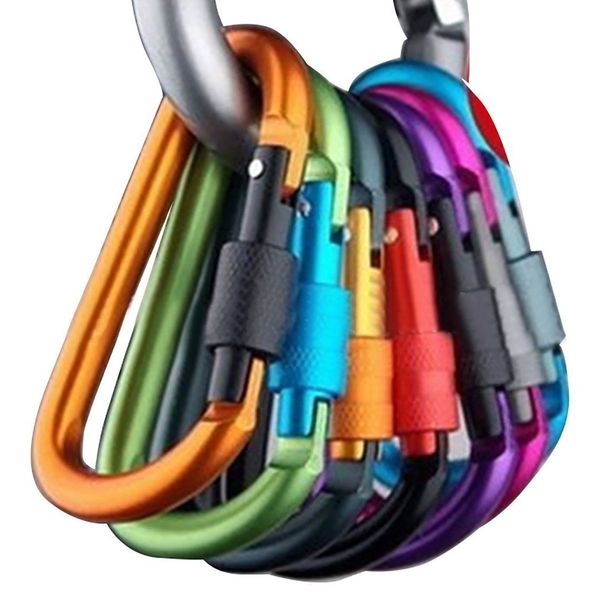 Onwon Aluminum Carabiner D-Ring Locking Key Security Camping Climbing Hiking Keychain (10 PCS)