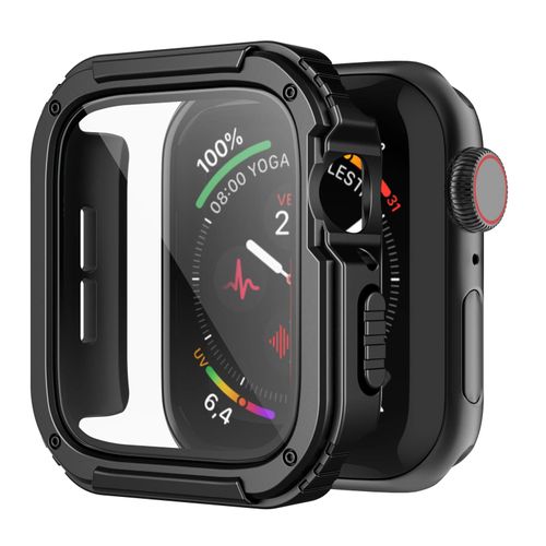 Recoppa for Rugged Apple Watch Case 38mm Series 3/2/1 with Screen Protector, Durable Military Grade Quattro Pro Series Drop-Proof Protective Cover Full Coverage Bumper for Men iWatch (Black)