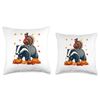 Turkey Riding Badger Thanksgiving Fall Leaves Pumpkins Throw Pillow