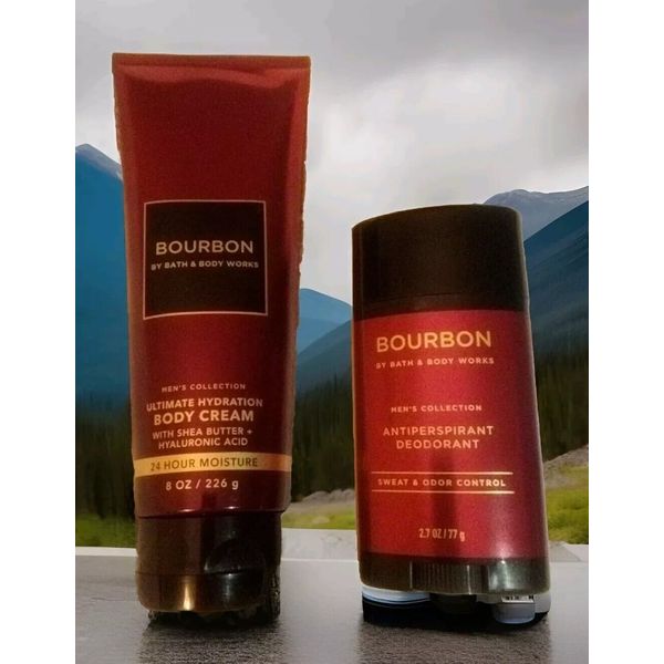 BOURBON Bath & Body Works Set 8oz Body Wash & 2.7 oz Deodorant NEW