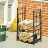2-Tier Fireplace Log Storage Rack 18" Firewood Holder w/ Poker, Tongs, Hooks