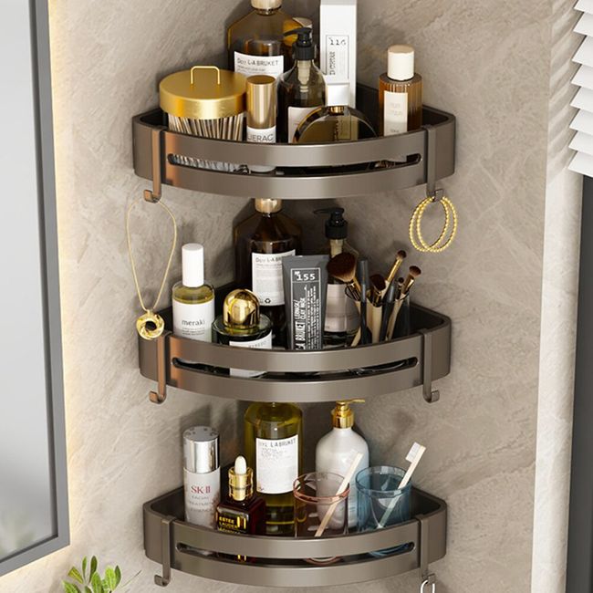 1pc Bathroom Countertop Organizer Wall-mounted Shelf, No Drilling Required,  Cosmetic Storage Stand For Washroom