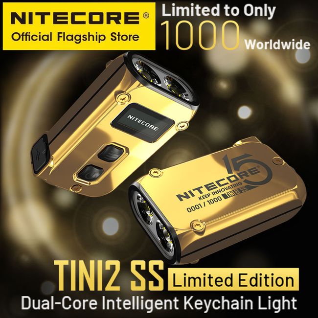 NITECORE TINI2 Ti Intelligent Keychain Light EDC Mini Dual-Core Flashlight  USB-C Rechargeable 500 Lumen Titanium, Li-ion Battery