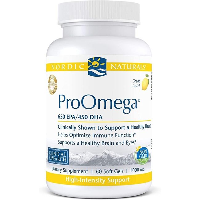 Nordic Naturals ProOmega 650EPA/450DHA 1000mg Lemon Flavor 60 Softgels EXP 03/25