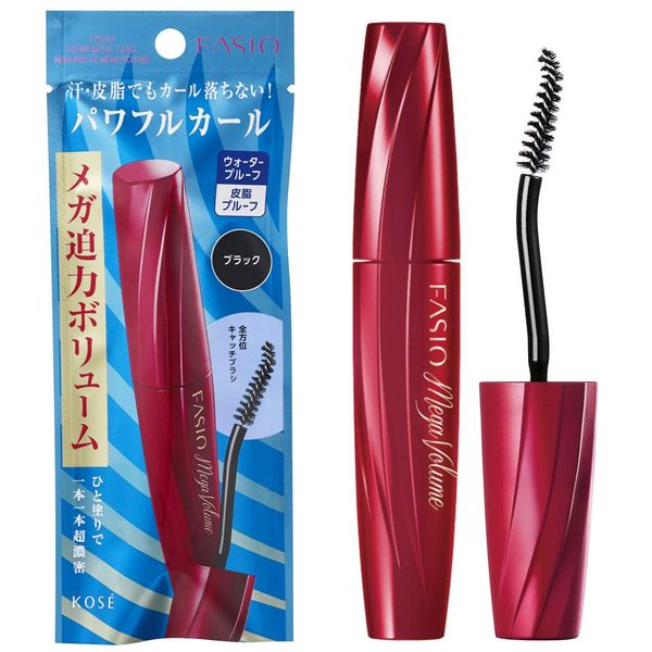 FASIO BK001 Powerful Curl Mascara EX (Mega Volume) Black 0.2 oz (7 g)