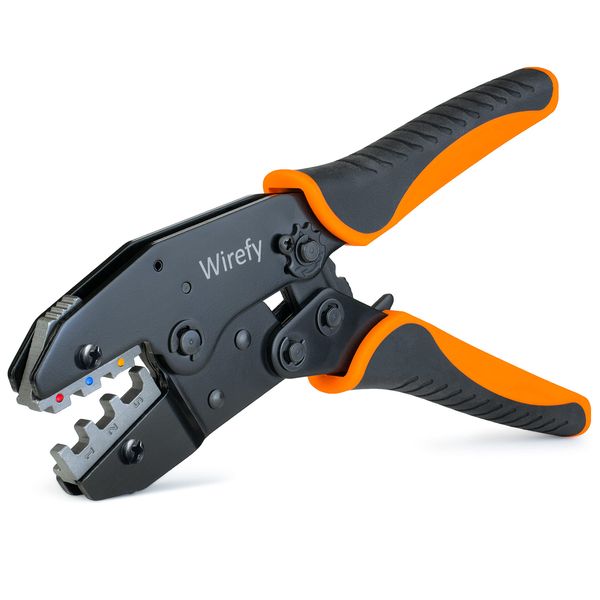 Wirefy Crimping Tool For Heat Shrink Connectors - Ratcheting Wire Crimpers - Crimping Pliers - Ratchet Terminal Crimper - Electrical Crimping Tool - 22-10 AWG