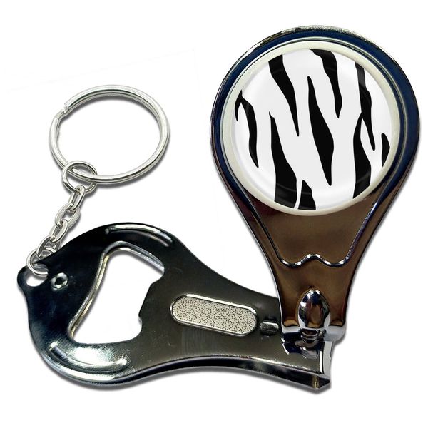 BadgeBeast.co.uk Zebra Print - Key Ring Bottle Opener and Nail Clipper