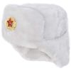 Authentic Russian Winter Hat Ushanka White-64, with Soviet Soldier Insignia