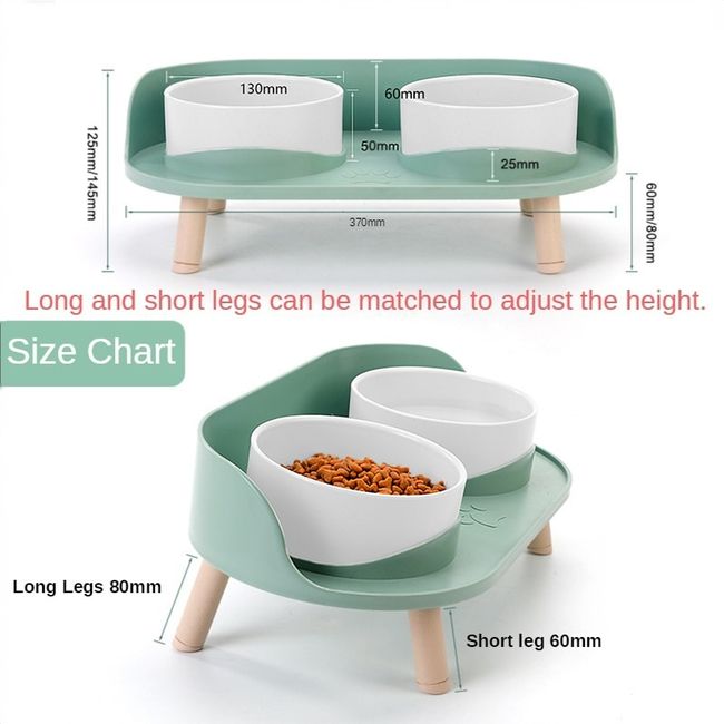 Dog Elevated Food Water Feeders Adjustable Height Dog Double Bowls