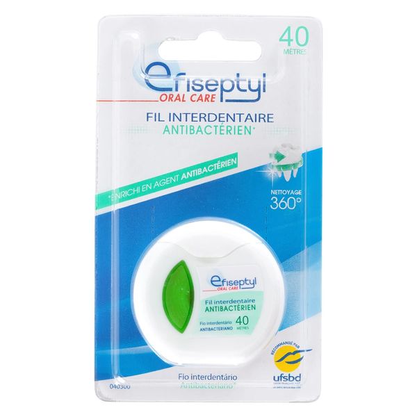 Efiseptyl - Antibacterial Dental Floss - Mint Flavour - Enriched with Antibacterial Agent - 360° Cleaning - 40m Spool