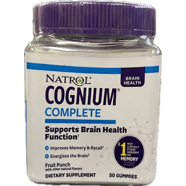 Natrol Cognium Complete, Fruit Punch, 50 Gummies, Brain Health Function Vitamin