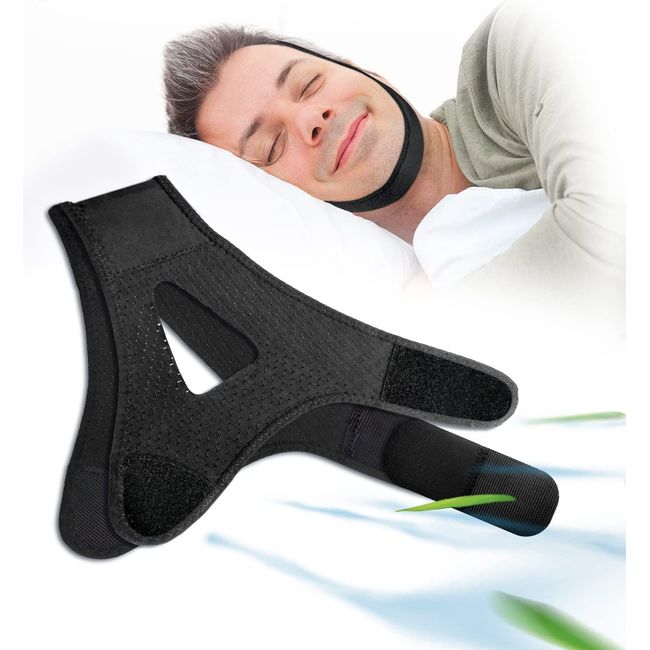 AOSORW Snore Stopper Chin Strap, Anti Snoring Reduce Solution Devices, Portable Adjustable Breathable Snore Reducing Aids, Effective Work Stop Snoring Jaw Device for Men and Women, Keep Better Sleep