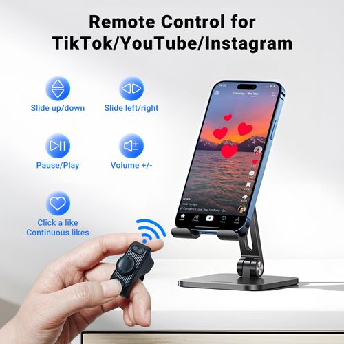 MILOUZ Remote Scrolling Ring for Tiktok,Page Turner for Kindle App,Bluetooth Camera Shutter Remote for iPhone, Android,iOS,iPad,Tablet-Black