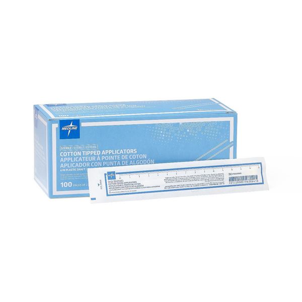 Sterile Cotton-Tipped Plastic Applicator, 6", 2/Inner Pack, Box