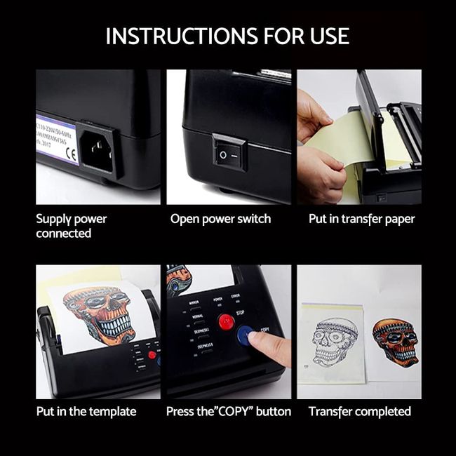 2 Type Professional Tattoo Transfer Copier Thermal Stencil Paper Printer  Machine for Tattoo Supplies(US Plug)