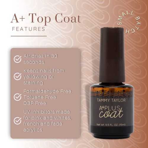 Tammy Taylor A+ No Wipe Gel Top Coat Nail Polish | Professional Acrylic Sealer with UV Protection | Manicure Finish Gel Air Dries in 30 Seconds | Non Yellowing, No Chip, High Gloss Clear Gel Polish