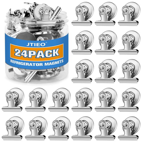 24 Pack Magnetic Clips Fridge Magnets Heavy Duty Magnet Clips for Whiteboard & Refrigerator Wide Scratch Safe Best for House Office School Use