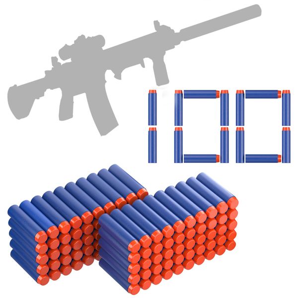 Soft Foam Bullets Compatible with Nerf Guns N-Strike Elite Series 100PCS, Refill Darts Bullets for Toy Gun Blasters