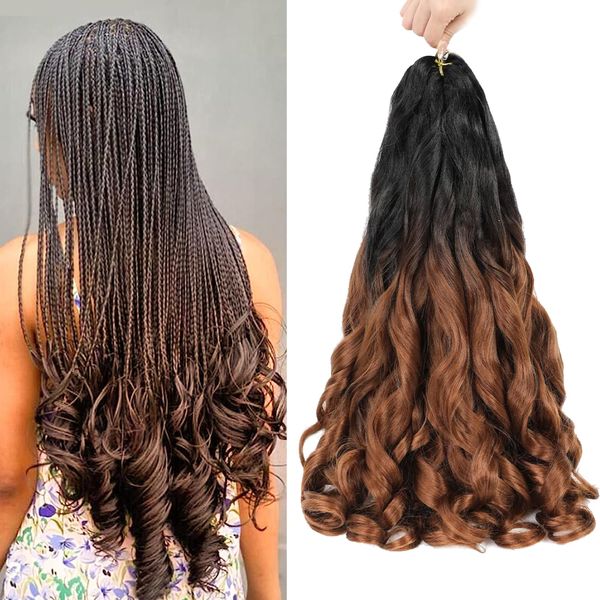 French Curly Braiding Hair Pre Stretched 22 Inch 8 Packs Bouncy Loose Wavy Braiding Hair Yaki Texture French Curl Braiding Hair Extensions for Black Women(55.88cm,1B/30)