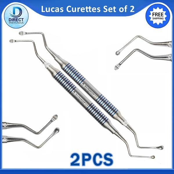 Lucas Dental Curettes Set of 2 – Serrated Tips, Precision Bone Surgery Tool
