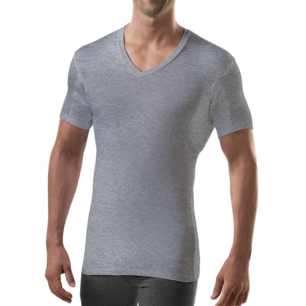 The Thompson Tee Sweat Proof Undershirt With Underarm Sweat Pad, Slim Fit, Vneck, Grey, XL