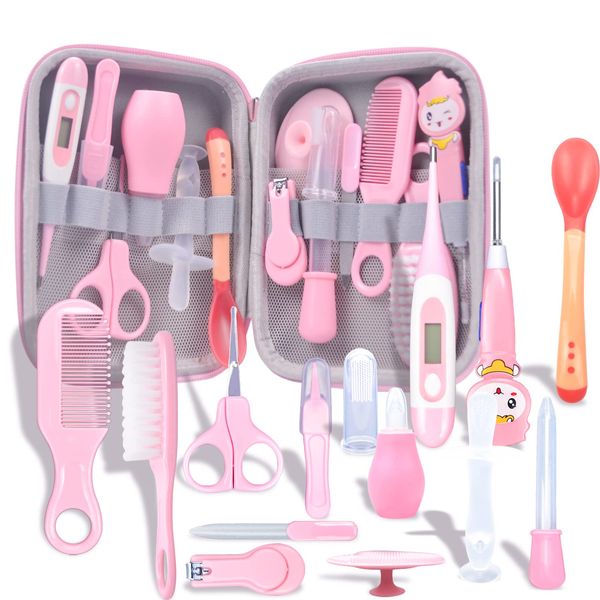 Baby Grooming Kit Newborn, MKNZOME 14pcs Baby Essentials Portable Baby Healthcare Kit with Storage Case Baby Care Kit Nursery Baby Nail Kit for Newborn Infant Toddler Healthcare & Grooming