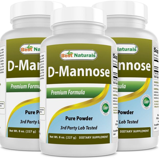 3 Pack Best Naturals D-Mannose Pure Powder 8 OZ