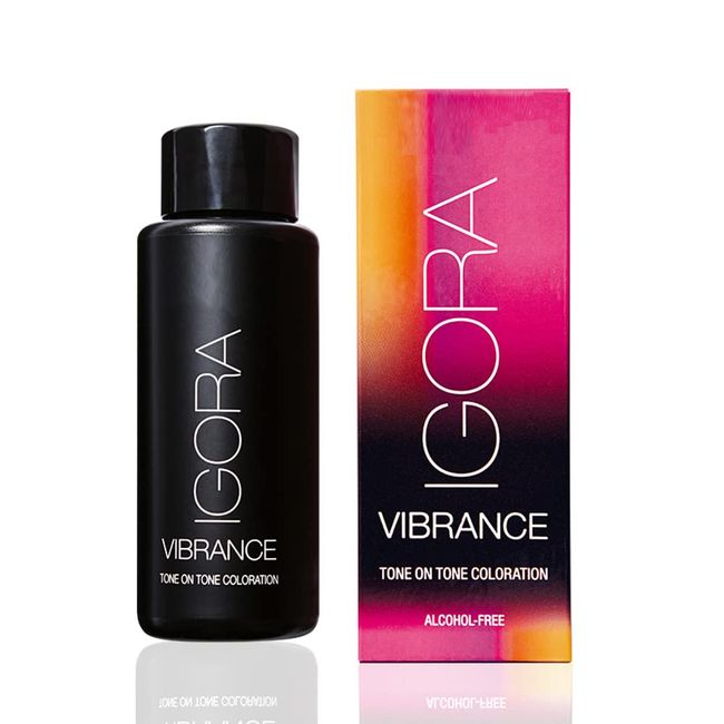 Igora Vibrance 7-57 Medium Blonde Gold Copper Demi-Permanent Tone on Tone Alcohol Free Liquid Hair Color 60 ml and M Hair Designs Tint Brush (Bundle 2 items)