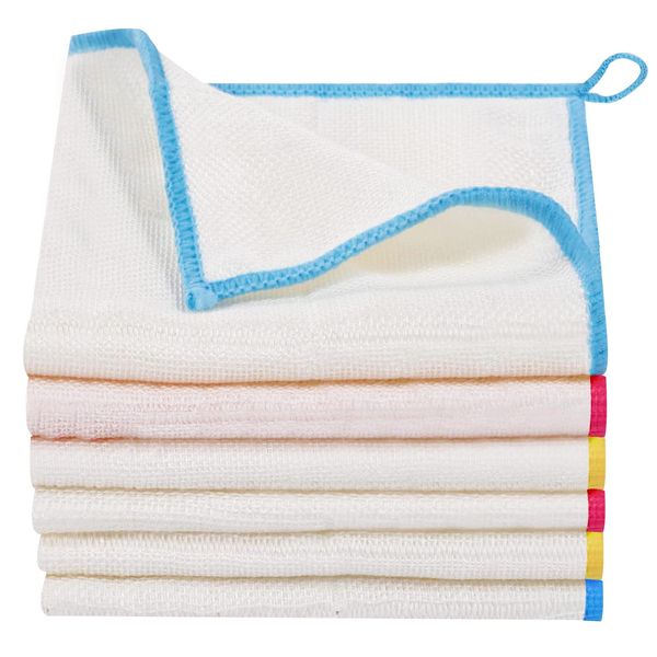 Lanjue 6 Pieces Dish Cloths, 3 Colors Kitchen Cloth Reusable Dish Rags Tea Towels Dishcloths Housework Cleaning Cloths Dish Cloths for Washing Up