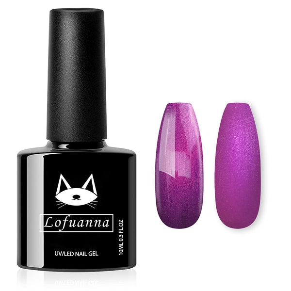 lofuanna Gel Nail Polish,Smalto per Unghie Gel 10ml, Colore 022, glitter rosa scuro, Lampada UV/LED Soak-Off Smalto per Unghie, Smalto per Unghie Gel Lunga Durata Manicure Regali di Bellezza (022)