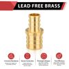 (Pack of 10) EFIELD Barb Crimp Pex 1/2 Inch x 3/4 Inch Reducing Coupling Brass Fitting
